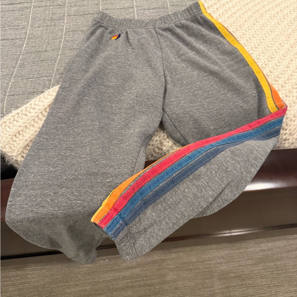 Aviator Nation Gray Joggers with Multicolor Stripes